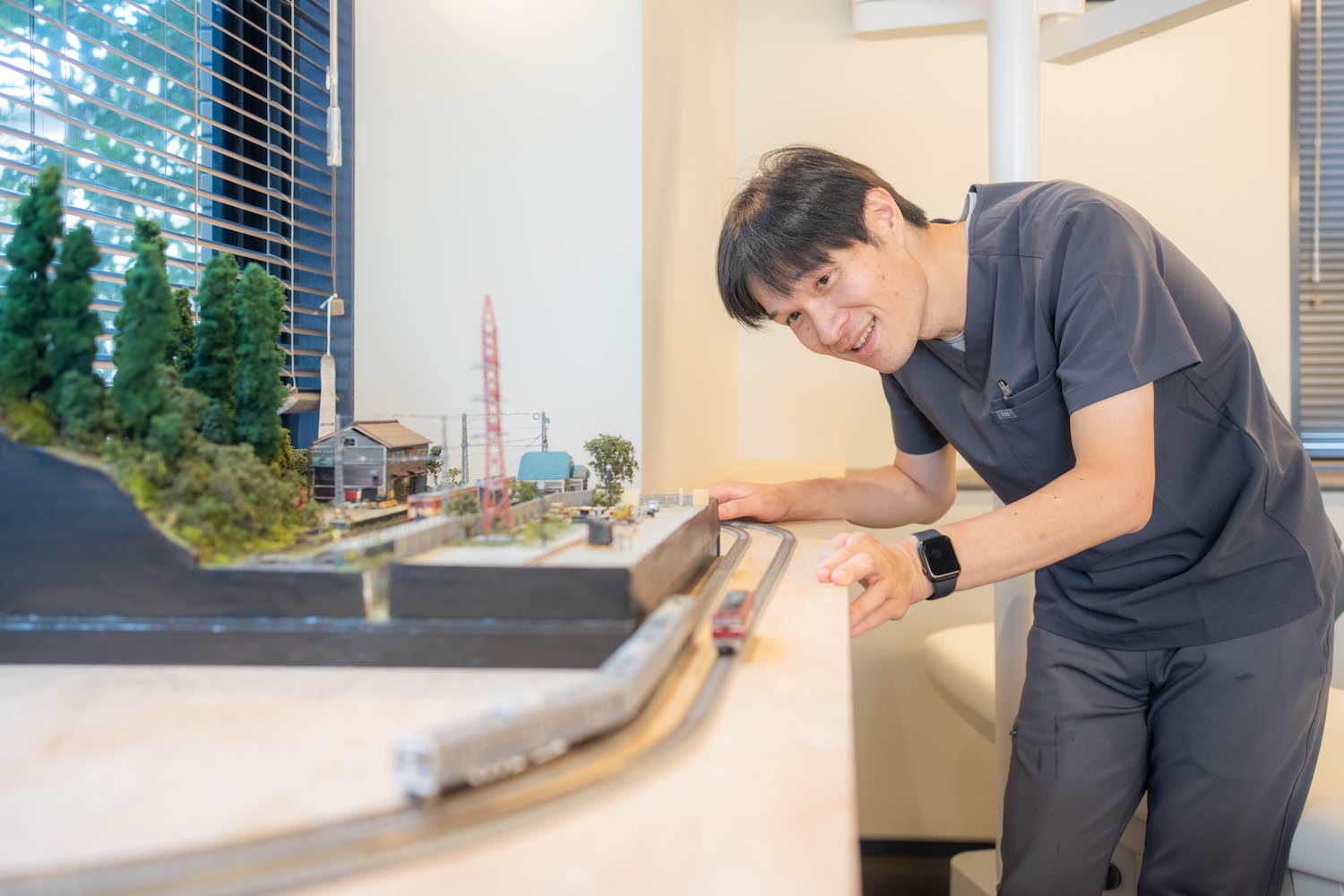 院内の鉄道模型